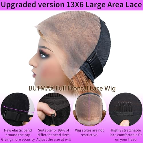 250% Density Honey Blonde Lace Front Wigs Human Hair Highlight Lace Front Wig Human Hair 13x6 Lace Front Wigs Ombre Body Wave Lace frente pelucas pelo humano (Glueless 13X6 Highlight, 24 Inch)