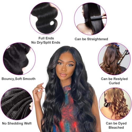 15A Raw Human Hair Bundles Body Wave Human Hair,Triple Lifespan Indian Virgin Hair,No Tangle Shedding,Multiple Washes Keep Texture Silky Soft (1 Bundle Natural Color, 26 Inch)