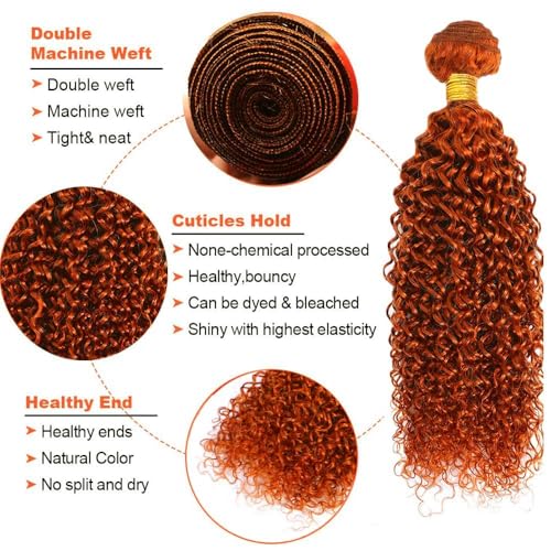 Brazilian Human Hair Bundles 26 28 30 inch Orange Jerry Curly Bundles 350 Color Human Hair Ginger Orange Unprocessed Virgin Quick Weave Hair for Black Women