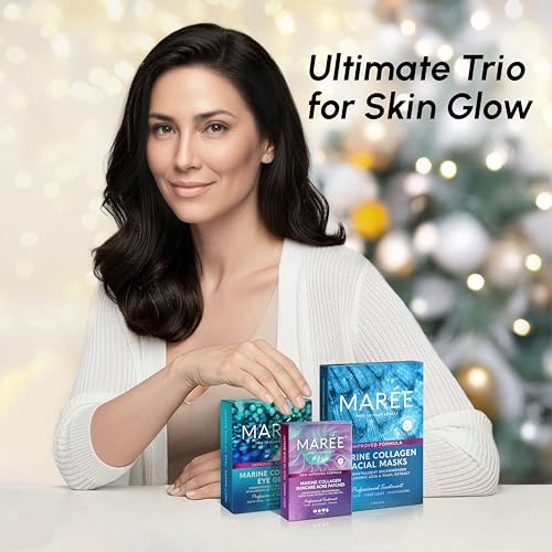MAREE Holiday Skincare Gift Set ? Under Eye Patches, Collagen Face Mask & Cute Pimple Patches for Face ? Christmas Gifts & Stocking Stuffers for Women and Men ? Top Christmas Gifts for Mom & Coworkers