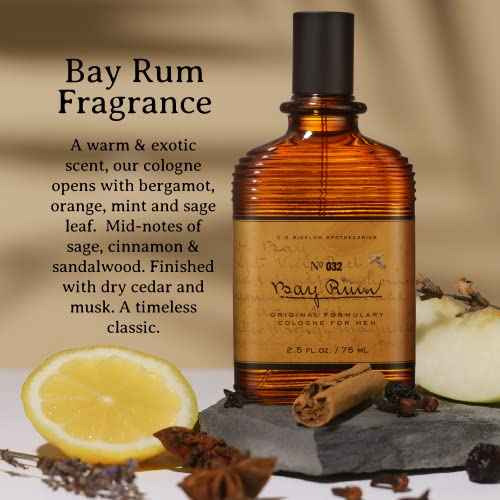 C.O. Bigelow Bay Rum Cologne for Men, Bay Oil, Citrus & Spice Fragrance, Long Lasting Men's Cologne, Perfume for Men, 2.5 Fl Oz