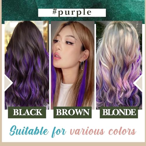RUNATURE Purple Hair Extensions Human Hair Tape in Extensions 18 Inch 50g 20pcs Tape in Hair Extensions Colored Highlight Party Thick Tape in Human Hair Extensions #Purple