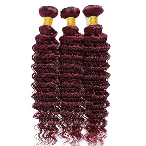 BilltiiWW Burgundy Deep Wave Bundles Color 99j Deep Wave Bundles Brazilian Human Hair Wet and Wavy Soft Silky for Black Woman 16 18 20 Inch