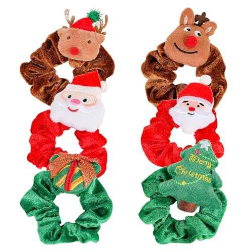 Velvet Hair Scrunchies Soft and comfortable and elastic, cute colors are very beautiful whether it is a ponytail or wrist decoration.Practical items for women on holidays. (Christmas tree 6pcs)