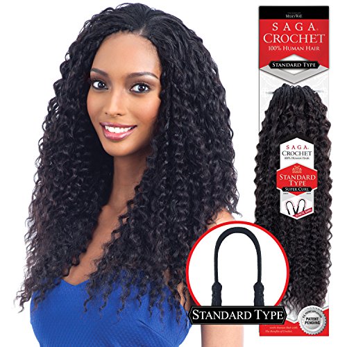 Saga Human Hair Crochet Braids Standard Type Super Curl (16", 1B)