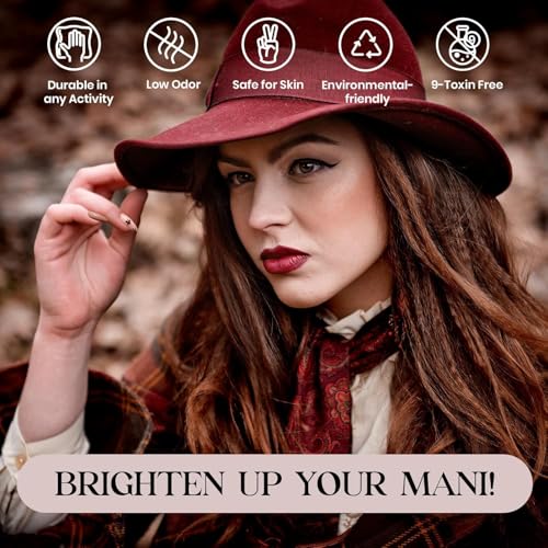 Beetles Fall Gel Polish Set Dark Brown Gel Nail Polish 6 Colors Glitter Burgundy Red Gold Black Sparkle Nail Kit Soak Off Led Manicure DIY Home Salon Gifts for Girls Women Academia Aesthetic