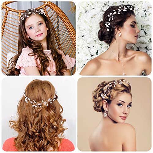 Yolev Flower Girl Headpiece - Bridal Bridesmaid Hair Accessories for Kids: White Flower Headband and Party Headdress