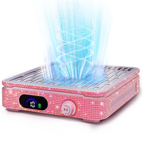 Cordless Nail Dust Collector, Rechargeable Powerful Suction Dust Collector for Nail Tech with 10 Speed Levels, Low Noise Nail Fan Dust Collector for Professional Salon & Home (Pink)