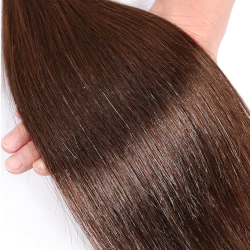 Straight Human Hair Bundles Color #4 Chocolate Brown Unprocessed Native Virgin Raw Trippy Hair Extensions 3 Bundles 22 24 26 Inch Quick Weave Double Weft for Black Woman
