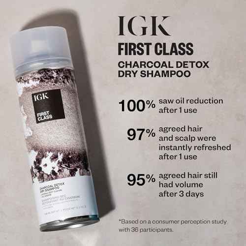 IGK FIRST CLASS ?Charcoal Detox Dry Shampoo for Oily Hair | Balances Oil + Soothes Scalp + Volumizes | Vegan + Cruelty Free