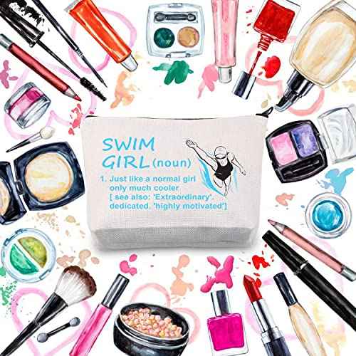 BDPWSS Swimming Makeup Bag Swim Lover Gift Swimming Team Gift Swim Girl Only Cooler Definition Swimmers Cosmetic Bag (Swim girl defin)
