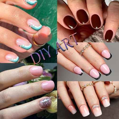 300Pcs Short Tapered Round Square Gel Nail Tips Pre-etching XS Squoval Press On Nails for Extension DIY Manicure Salon Home, Full Cover Acrylic False Nail for Beginners and Professional, BlueZOO
