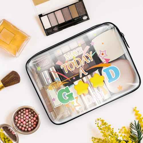 Positive Motivational Gifts for Women Girls MAKE TODAY A GOOD DAY Makeup Bag Inspirational Gifts for Daughter Sister Friend Mom Aunt Birthday Christmas Graduation Gifts Cosmetic Bag Clear Toiletry Bag