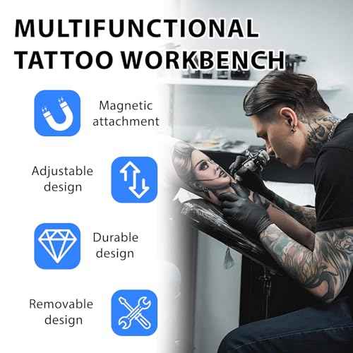 Salon Multifunctional Dual Stands Tattoo Workstation with LED Tattoo Light& Wheels with Universal Wheels Tattoo Equipment for Tattoo Beauty and Hair Salon Studio