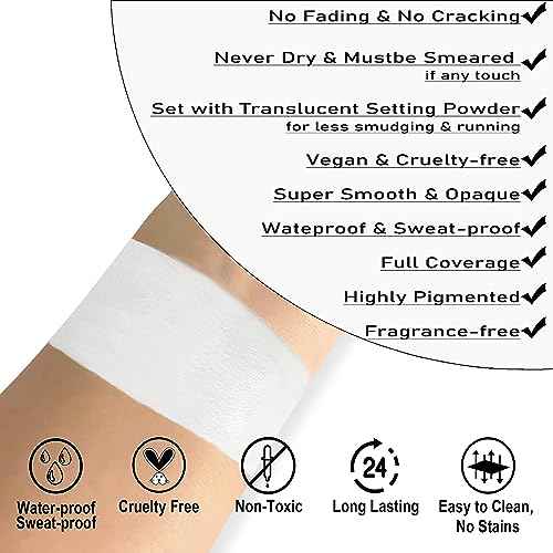 CCbeauty Clown White Face Paint Stick, Face Painting Kit, White Cream SFX Makeup Foundation, Professional Body Paint for Halloween Cosplay Costume Party£¬Skeleton Joker Mime Special Effects Makeup