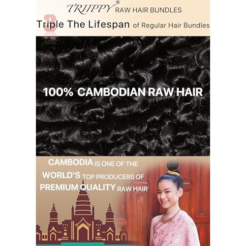 TRIIPPY Real Raw Sea Wavy Bundles Human Hair,100% Cambodian Raw Hair Sew-In Weave Single Bundle,Triple The Lifespan Over Regular Virgin Hair Bundle,No.1 Raw Hair Brand On Amazon(14 Inch)