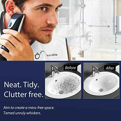 Beard Bib Apron, Beard Bib Hair Catcher for Shaving, Non-Stick Beard Shave Cape with Suction Cups, Grooming Accessories for Men, Gifts for Men Husband Father (White)