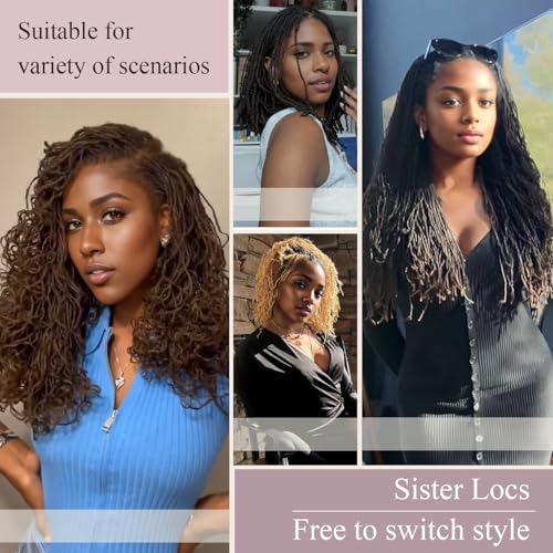 Originea Micro Locs Extesnions Human Hair 0.1cm Thickness Sisterlocks Curly Tips, Full Handmade Interlocking Permanent Soft Dreadlock Extensions Natural Looking Locs (1B# 0.1cm, 12 Inch 70 Strands)