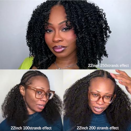 Knotless Pre Separated Human Hair Crochet Extensions for Braids Afro Kinky Curly Brazilian Virgin Feather Hair Bundles Boho Twist Braiding Hair for Black Women 16inch 60g