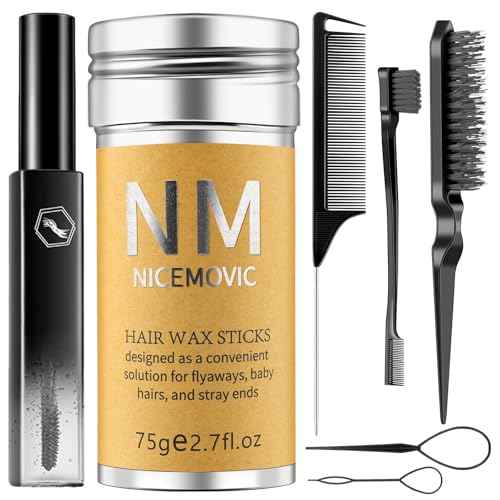 Slick Back Hair Brush Wax Stick Set for Flyaways Stocking Stuffers for Kids Women Christmas/Birthday Gifts Hair Accessories for Women Girl Teen Girls Trendy Stuff, Hair Styling Tools Baby Hairs Gel