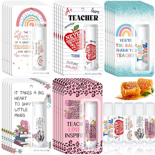 30 Pack Christmas Teacher Appreciation Gifts Bulk Lip Balms Employee Staff Appreciation Teacher Team Thank You Gift Bulk Fall Halloween Thanksgiving Party Favor Basket Stuffers for Women Men (Classic)