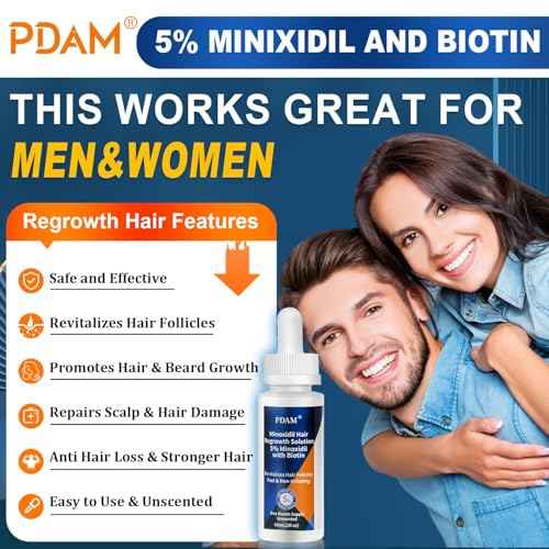 Minoxidil for Men and Women Hair Growth - 5% Minoxidil Hair Growth Serum for Men to Regrow Fuller, Thicker Hair & Beard - Minoxidil for Women Hair Growth- Improves Appearance of Thinning Hair 2 FL OZ