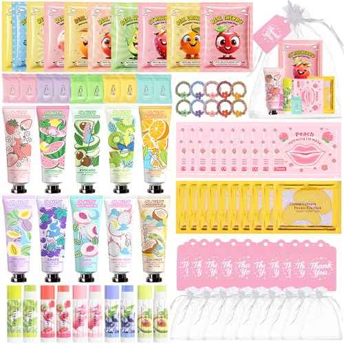 90PCS Spa Party Supplies for Girls,Daughter Spa Gift Sets Favors Include Face Masks,Lip Balm,Lip Mask,Eye Patches,Skin Care For Teens 10-12,Spa Birthday Sleepover Party Supplies for Kids Teens Girls