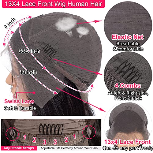 24 Inch HD Lace Front Wig 13x4 Lace Front Wig Straight Human Hair Wig 180% Density 9A Brazilian Virgin Human Hair Lace Front Wig for Women Natural Hairline