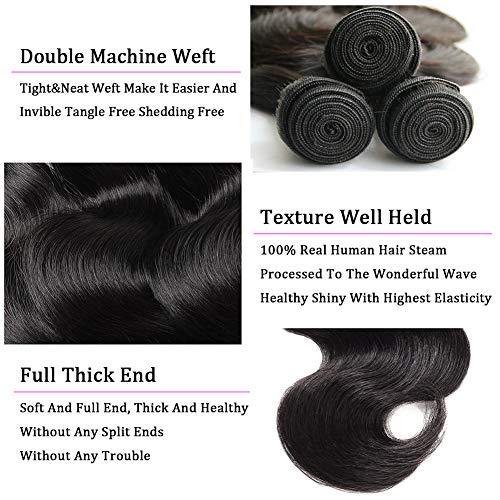 Body Wave Bundles Human Hair 20 22 24 Inch 100% Brazilian Virgin Human Hair Bundles 12A Unprocessed Body Wave 3 Bundles Human Hair Weave Bundles