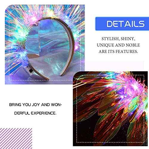 JONKY Light Up Crown Led Birthday Headband Glow Rave Costume Headpiece for Women