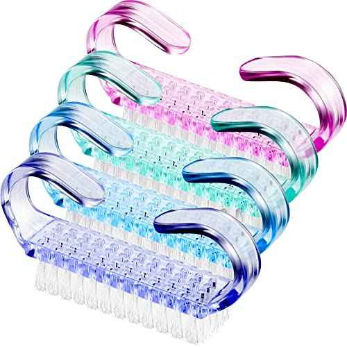 4 Pieces Handle Nail Brush Nail Hand Scrubbing Cleaning Brush (Small, Multicolor)