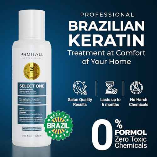 Brazilian Keratin Treatment Blowout Complex-PROHALL SELECT ONE 4.05 oz-Formaldehyde Free Keratin Hair Treatment at Home-Queratina Brasile?a Keratina Para Alisar el Pelo Sin Formol-Off White