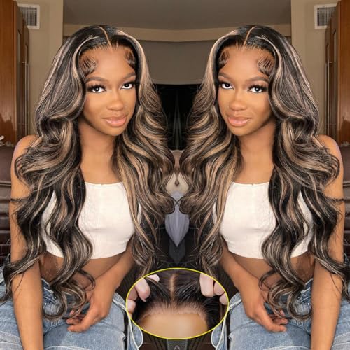 Highlight Glueless Wigs Human Hair Pre Plucked Pre Cut 5x5 HD Lace Closure Wigs Honey Blonde Body Wave Lace Front Wigs Human Hair Wear and Go for Women 180% Density 24Inch