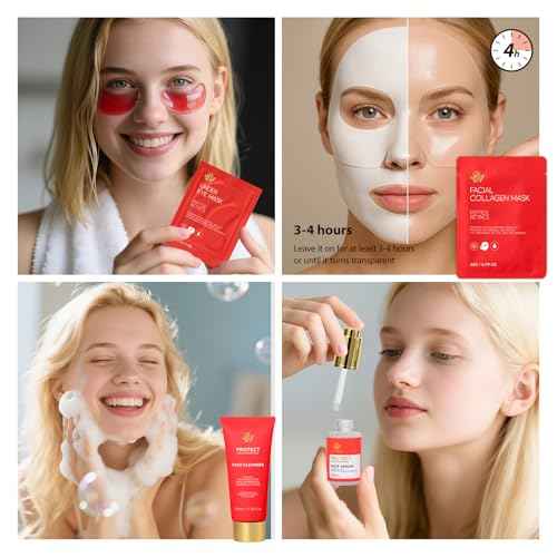 Christmas Gifts for Women, 33 Pcs Rose Facial Skin Care Set, Bath & Body Spa Set, Hydrogel Mask, Makeup Bag, Face Serum, Necklace, Parfume, Bath Bomb, Mother Day, Valentine's, Birthday,Baby Shower