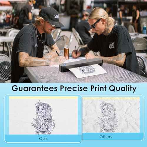 Wireless Tattoo Stencil Printer ? Bluetooth Thermal Tattoo Printer Machine with 10 Transfer Papers, Portable Tattoo Kit for Artists, Compatible with Smartphone & PC, Black