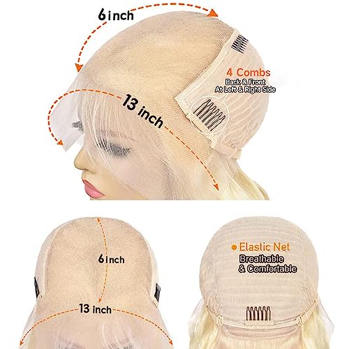 613 Lace Front Wig Human Hair 13x6 Transparent Lace, 613 Body Wave Lace Front Wig Human Hair, 200% Density Lace Front Wigs Pre Plucked with Natural Hairline (26 Inch)