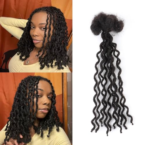 Curly Wave Loc Extensions Human Hair 0.4cm&0.6cm width 6-18 inch 10,30 strands 100% human hair locs extensions for men women Handmade Permanent Dread Extensions0.6cm 10inch 30strands