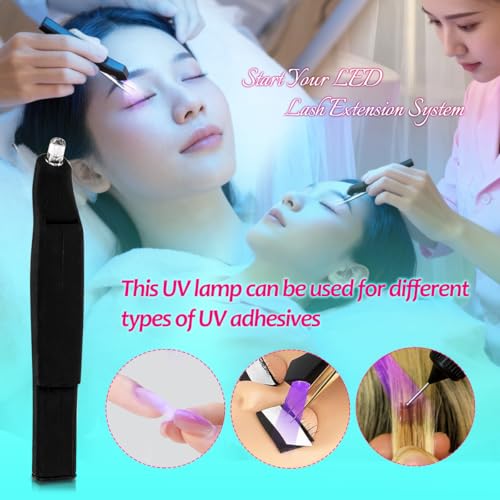 UV Lash Glue (3ml) with Light, 2-in-1 Portable UV LED Lamp Eyelash Extension Glue Applicator, Safe and Easy to Use for Home, Travel, Salon, Professional and Personal Use