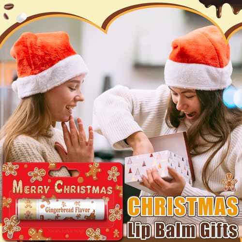 75 Pcs Christmas Peppermint Candy Flavor Lip Balms Bulk Peppermint Candy Gingerbread Hot Cocoa Cookie Cinnamon Flavor Lip Balms Christmas Party Gifts Stocking Stuffers for Employee Staff