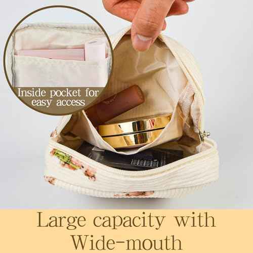 Small Pouches for Purse Cute Mini Cosmetic Bag with Zipper Aesthetic Corduroy Makeup Bags Toiletry Bag