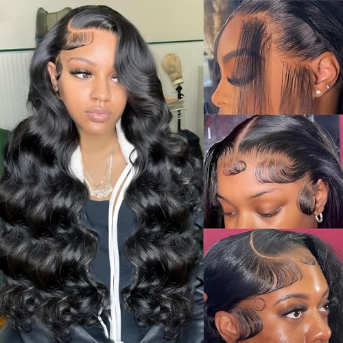 26 Inch Body Wave Lace Front Wigs Human Hair 13x6 Lace Frontal Wigs for Black Women 180% Density HD Transparent Lace Wigs for Women Pre Plucked Gluless Wigs Human Hair HD Lace Front Wigs Human Hair