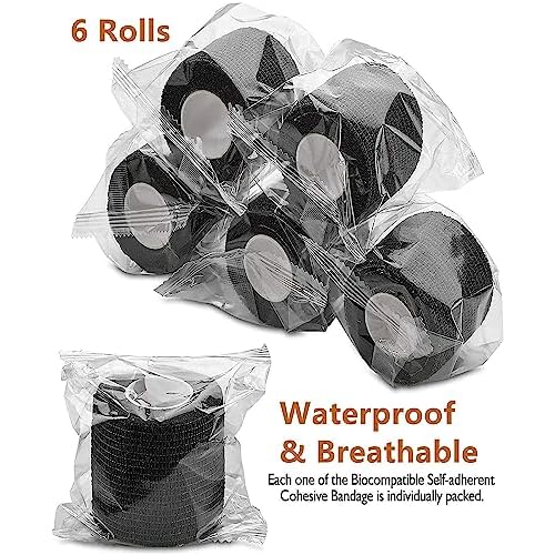 Self Adhesive Bandage Wrap Tattoo Grip Tape 2 inch x 5 Yards Cohesive Bandage Wrap Medical Wrap for Sports & First Aid, Elastic Self Sticking Bandage Tape Vet Wrap for Dogs£¨24PC