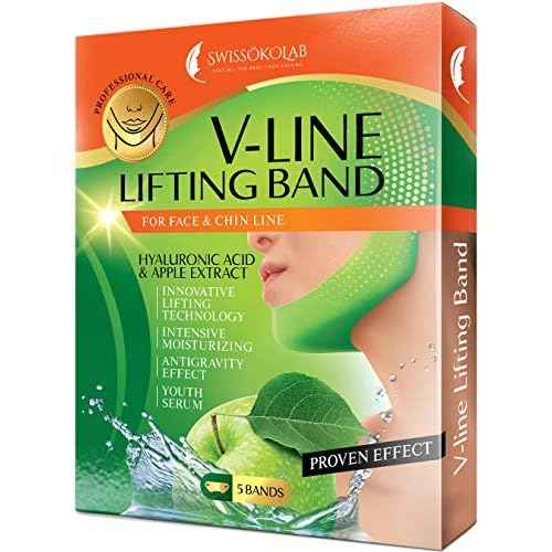 SWISS?KOLAB V shape lifting up Face Mask Chin Up Patch Double Chin Reducer Chin Contour Tightening Firming Face Lift Tape Mask V-Line Neck Lifting Patches V Shaped Slimming Face Mask 5 pcs