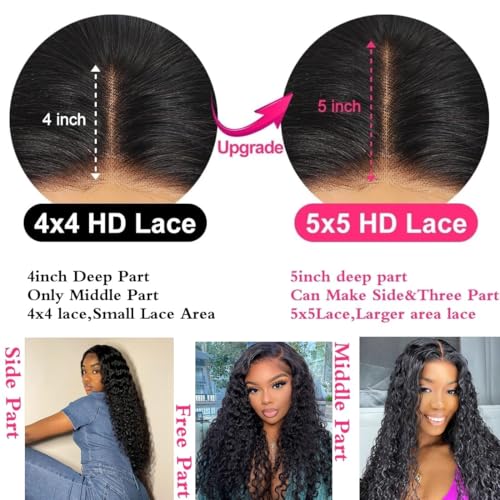 Glueless Wigs Human Hair Pre Plucked Pre Cut Wear and Go Deep Wave Lace Front Wigs Human Hair for Beginners Upgraded No Glue 5x5 Hd Lace Closure Wigs for Black Women 20 Inch