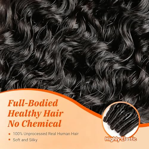 4 Bundles Burmese Curly Bundles Human Hair 12 Inch 3C4A 100% Unprocessed Human Hair Spiral End Quick Water Wave Real Human Hair Extensions Natural Black