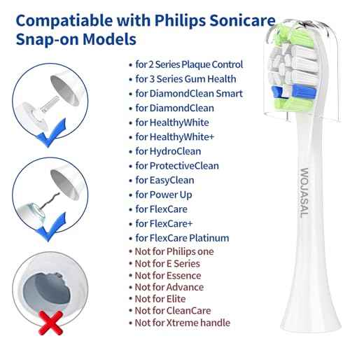 Replacement Toothbrush Brush Heads Compatible with Philips Sonicare Electric Toothbrushes with Click-on System Dupont Bristles for Optimal Plaque Remove, Pack of 10, White