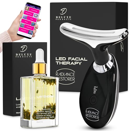 Radiance Restorer - Complete Wrinkle, Massage & Aromatherapy System - 7-Color LED Light Therapy, 3 Massage Functions, *Plus Heat!* - *Choice of Aromatherpay Massage Oil* - *Web App!* (Lavender)