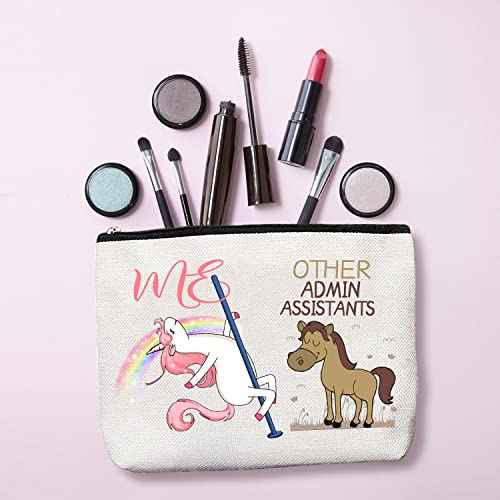 Christmas Gifts for Admin Assistants,Admin Assistants Zipper Makeup Bag Cosmetic Pouch,Assistants Travel Toiletry Pouch Organizer Bag,Admin Assistants Compact Mirror,Administrative Assistants Gift