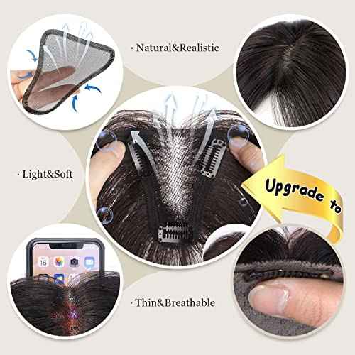 Hair Toppers for Women Real Human Hair,Hairs Toppers for Women No Bangs Top Hairs Extensions Pieces Wiglets Upgrade Lace Base 12inch