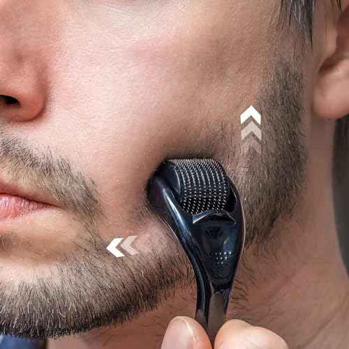 540 Titanium Derma Roller for Face Hair Beard Scalp,Beard Microneedle Roller,Personal Use Microneedling,Microdermabrasion Cosmetic Beauty Instrument for Men Women£¨Black 1.o£©